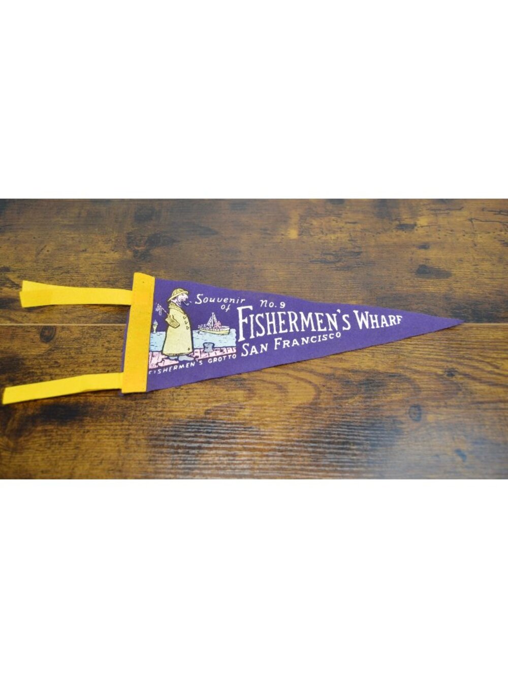 Vintage Fishermens Wharf San Francisco Souvenir Felt Pennant 12 inches